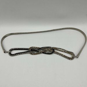 Snake Chain Belt Silver Tone Stretch Knot Tie Detail